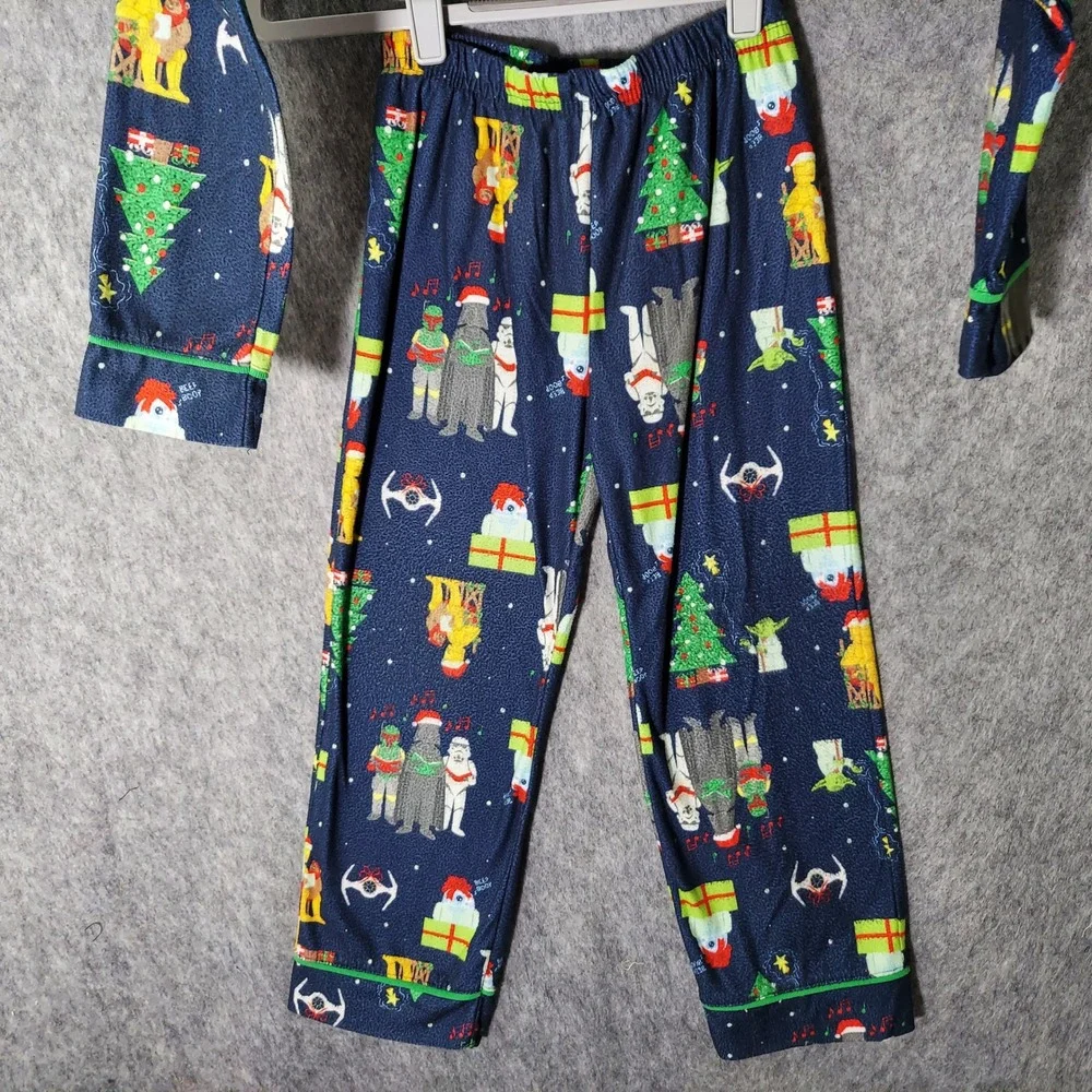 Star Wars Christmas Pajamas Set Kid Xs Fleece Button Top Pant Bubba Trooper Yoda